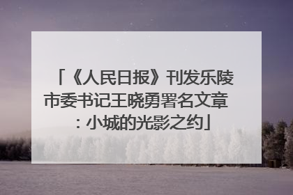 《人民日报》刊发乐陵市委书记王晓勇署名文章：小城的光影之约