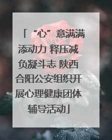 “心”意满满添动力 释压减负凝斗志 陕西合阳公安组织开展心理健康团体辅导活动