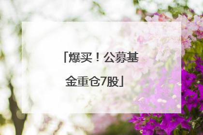 爆买！公募基金重仓7股