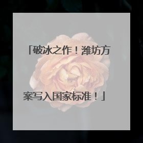 破冰之作！潍坊方案写入国家标准！