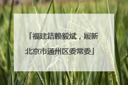 福建籍赖毅斌，履新北京市通州区委常委