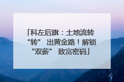 科左后旗：土地流转 “转” 出黄金路！解锁 “双薪” 致富密码
