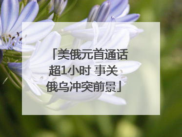 美俄元首通话超1小时 事关俄乌冲突前景