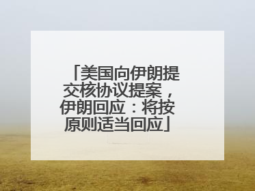 美国向伊朗提交核协议提案，伊朗回应：将按原则适当回应