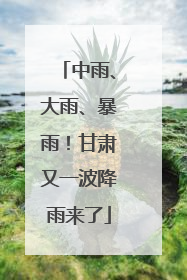 中雨、大雨、暴雨！甘肃又一波降雨来了