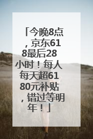 今晚8点，京东618最后28小时！每人每天超6180元补贴，错过等明年！