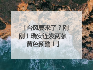 台风要来了？刚刚！瑞安连发两条黄色预警！