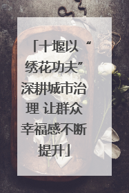 十堰以“绣花功夫”深耕城市治理 让群众幸福感不断提升