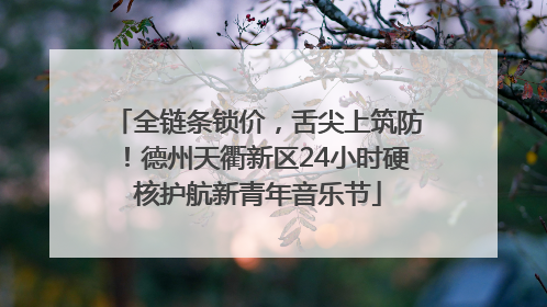 全链条锁价，舌尖上筑防！德州天衢新区24小时硬核护航新青年音乐节