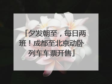 夕发朝至，每日两班！成都至北京动卧列车车票开售