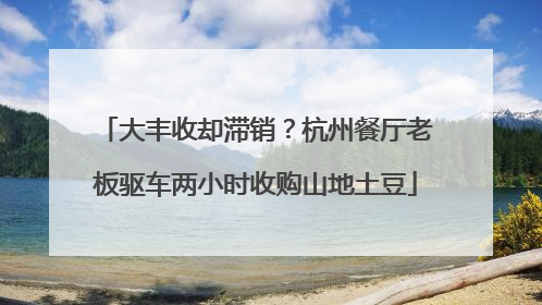 大丰收却滞销？杭州餐厅老板驱车两小时收购山地土豆