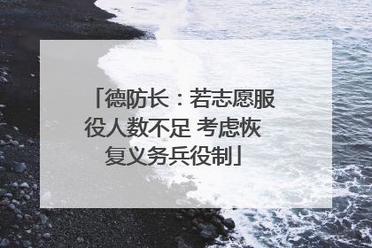 德防长：若志愿服役人数不足 考虑恢复义务兵役制