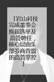岩山科技完成董事会换届选举及高管聘任，核心层由头部券商背景的高管掌控