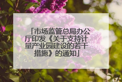 市场监管总局办公厅印发《关于支持计量产业园建设的若干措施》的通知