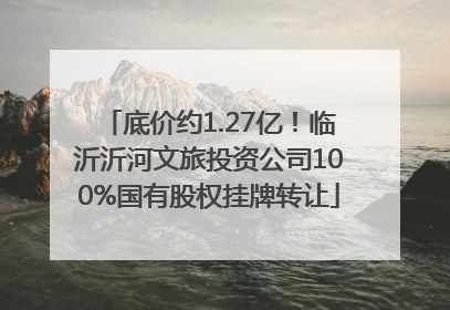 底价约1.27亿！临沂沂河文旅投资公司100%国有股权挂牌转让