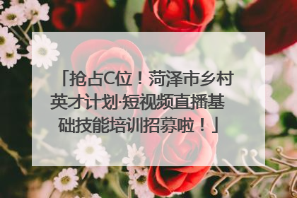 抢占C位！菏泽市乡村英才计划·短视频直播基础技能培训招募啦！