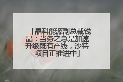 晶科能源副总裁钱晶：当务之急是加速升级既有产线，沙特项目正推进中