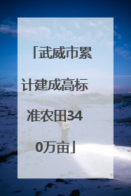 武威市累计建成高标准农田340万亩