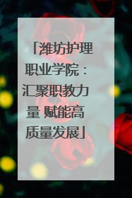 潍坊护理职业学院：汇聚职教力量 赋能高质量发展