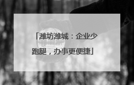 潍坊潍城：企业少跑腿，办事更便捷