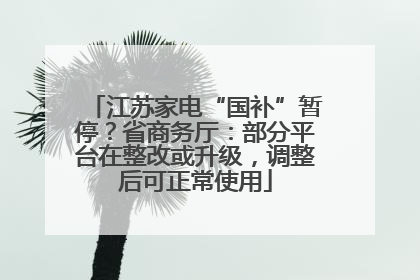 江苏家电“国补”暂停？省商务厅：部分平台在整改或升级，调整后可正常使用