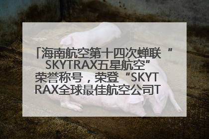 海南航空第十四次蝉联“SKYTRAX五星航空”荣誉称号，荣登“SKYTRAX全球最佳航空公司TOP10”榜单