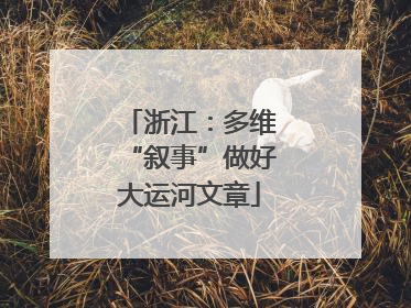 浙江：多维“叙事”做好大运河文章