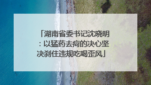 湖南省委书记沈晓明：以猛药去疴的决心坚决刹住违规吃喝歪风