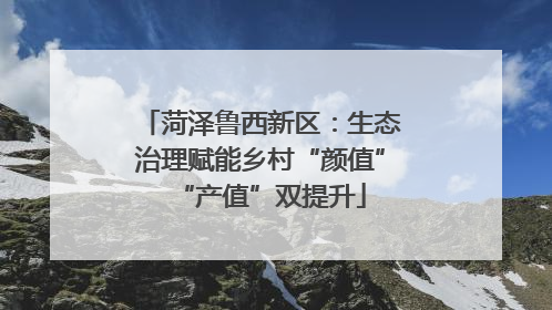 菏泽鲁西新区：生态治理赋能乡村“颜值”“产值”双提升