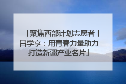 聚焦西部计划志愿者丨吕学亨：用青春力量助力打造新疆产业名片
