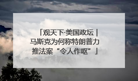观天下·美国政坛｜马斯克为何称特朗普力推法案“令人作呕”