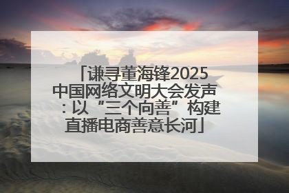 谦寻董海锋2025中国网络文明大会发声：以“三个向善”构建直播电商善意长河