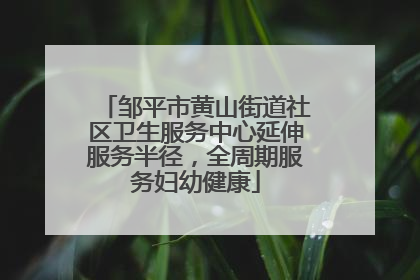 邹平市黄山街道社区卫生服务中心延伸服务半径，全周期服务妇幼健康