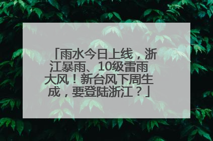 雨水今日上线，浙江暴雨、10级雷雨大风！新台风下周生成，要登陆浙江？