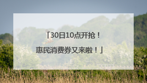 30日10点开抢！惠民消费券又来啦！